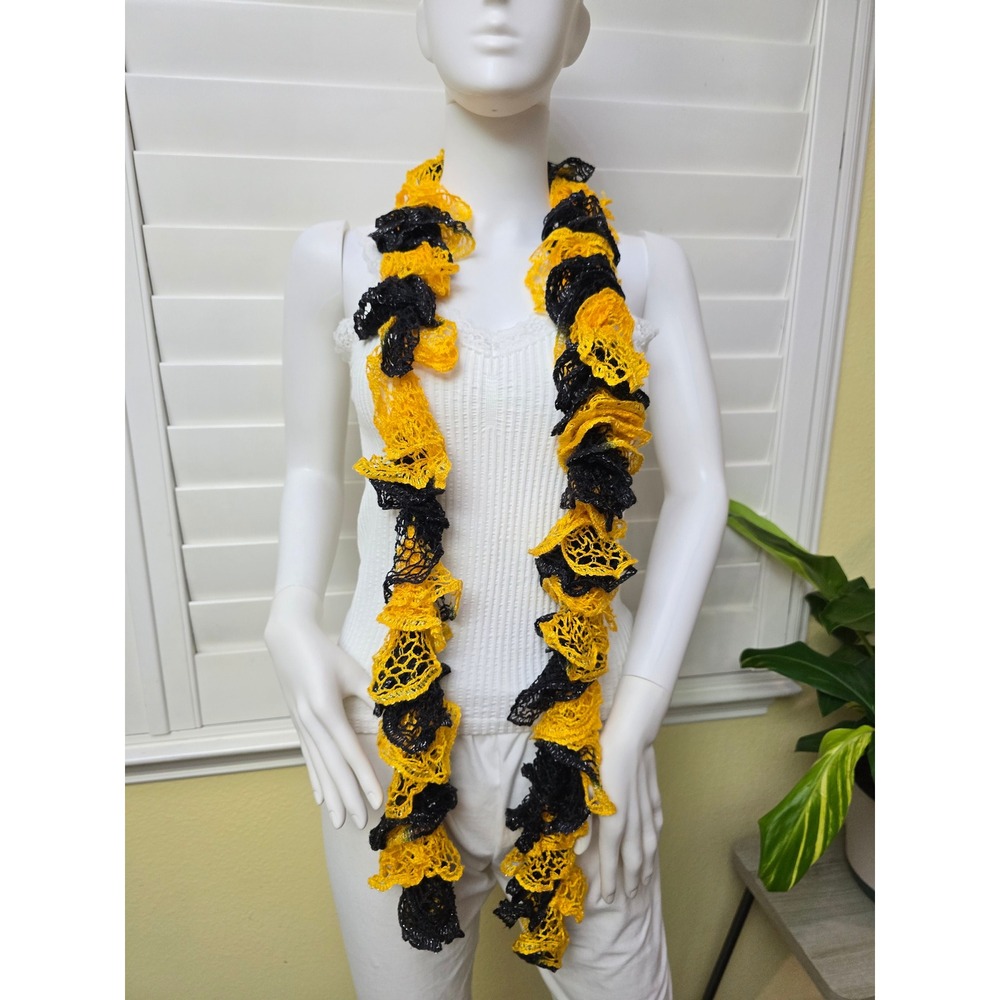 Yellow Black Sparkly Y2K Whimsy Scarf OSFM